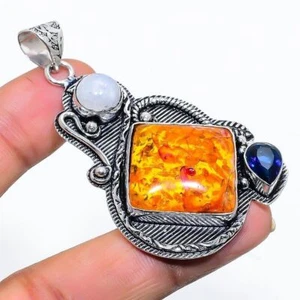 Colgante de joyería de plata de ley 925 hecho a mano con piedras preciosas... - Imagen 1 de 1