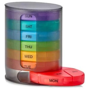Stackable Pill Box Organizer 7 Day 4-Times A Day Weekly Medicine Dispenser - Picture 1 of 8