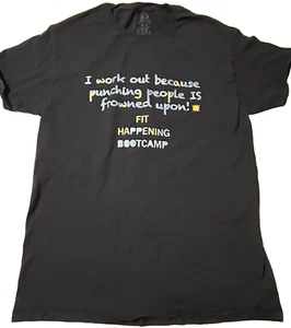 Fruit of the Loom Men Platinum Inspired Words Work Out T-Shirt Size M Dark Blue - Picture 1 of 6
