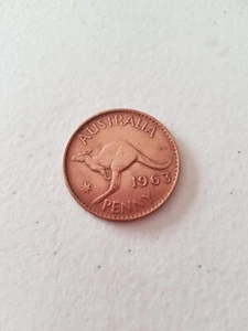 Coin - 1963 Australian Penny Genuine Circulated Queen Elizabeth II KG Polished - Picture 1 of 4