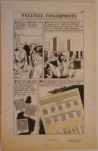 FBI - WORLD AROUND US #6 pgs 55-57 original art, 1959, 3 pgs, FingerPrints, CSI - Bild 1 von 6