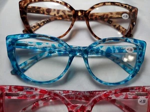 NIB 3 Pairs 1.50 Wide Cat Eye Bevi Cat Eye Reading Glasses - Picture 1 of 7