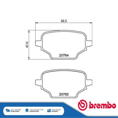 Compatível com Citroen Berlingo 2018- Peugeot Partner 2018- Conjunto de pastilhas de freio traseiras Brembo - Imagem 1 de 4