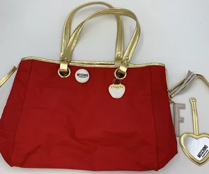 Moschino Parfums Red Beach Bag Large with Gold Handles L13 - Picture 1 of 11