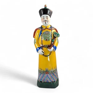 Antique Large Chinese Earthenware Figurine of Emperor, Qing Dynasty - Picture 1 of 11