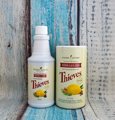 JUEGO DE 2 - Limpiador doméstico y exfoliante de baño de cocina Thieves Young Living Essential Foto 1 de 4