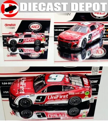 CHASE ELLIOTT 2024 HMS 40 ANIVERSARIO UNIFIRST 1/24 ARCO FUNDIDO A PRESIÓN SIN CAJA MARRÓN Foto 1 de 4