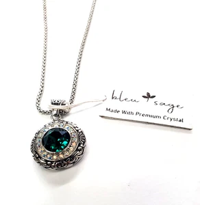 Bleu Salbei Sterlingsilber grün & mehrfarbig Kristall Anhänger & 18" 925 Kette - Bild 1 von 6