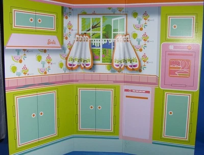 Barbie Diorama Reproduction Learns To Cook Kitchen Backdrop, Great Condition, - Image 1 of 4