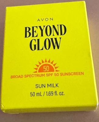 Avon Beyond Glow Sun Milk, FPS 50, nuevo en caja, 1,69 onzas líquidas. Nuevo y fresco… Foto 1 de 2