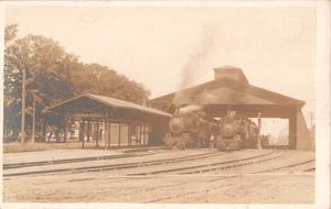 c.1905 RPPC Trains at RR Station Essex Jct. VT - Picture 1 of 2