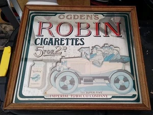 Advertising OGDEN'S Robin Cigarette Vintage Framed Mirror Collectable 45x42x2cm - Foto 1 di 7