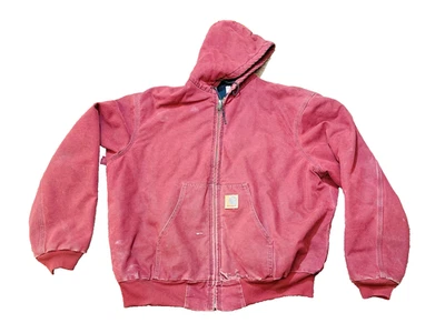 Chaqueta Bomber Roja Carhartt Con Capucha Lona Pato J68 BRK Para Hombres ANGUSTIADA Foto 1 de 4