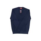 1200$ ISAIA NAPOLI Blue Sweater Modern V-Neck Wool Extrafine 15.5 Micron Size M