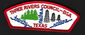 Vintage Boy Scout BSA Three Rivers Council TEXAS Patch NEW - Picture 1 of 1