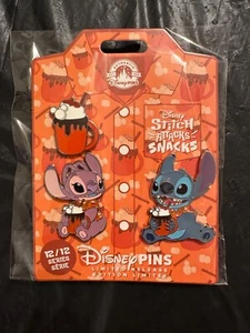 HOT CHOCOLATE STITCH ATTACKS SNACKS 2024 PIN SERIES DISNEY LR ANGEL 3 PINS - Picture 1 of 1