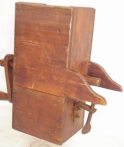 ANTIQUE WOODEN HOPPER DUTCH TABLE TIN GRINDER POTATO FOOD GRATER 19e HANDLE ART - Picture 1 of 12