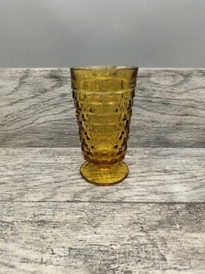 Vintage Indiana Whitehall Cubist 12oz Amber Footed Tea Tumbler Glass  - Picture 1 of 6