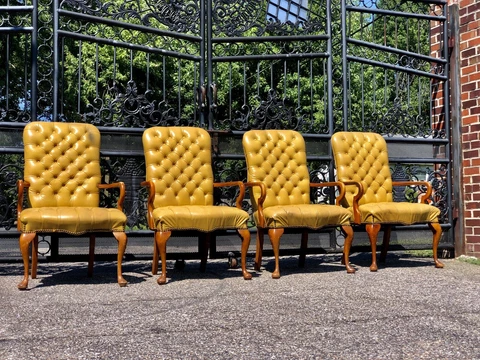 4 antique Tufted Leather Chesterfield Chairs Cover