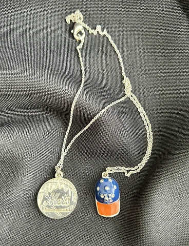 NY Mets MLB Necklace 8.5”Chain Cover