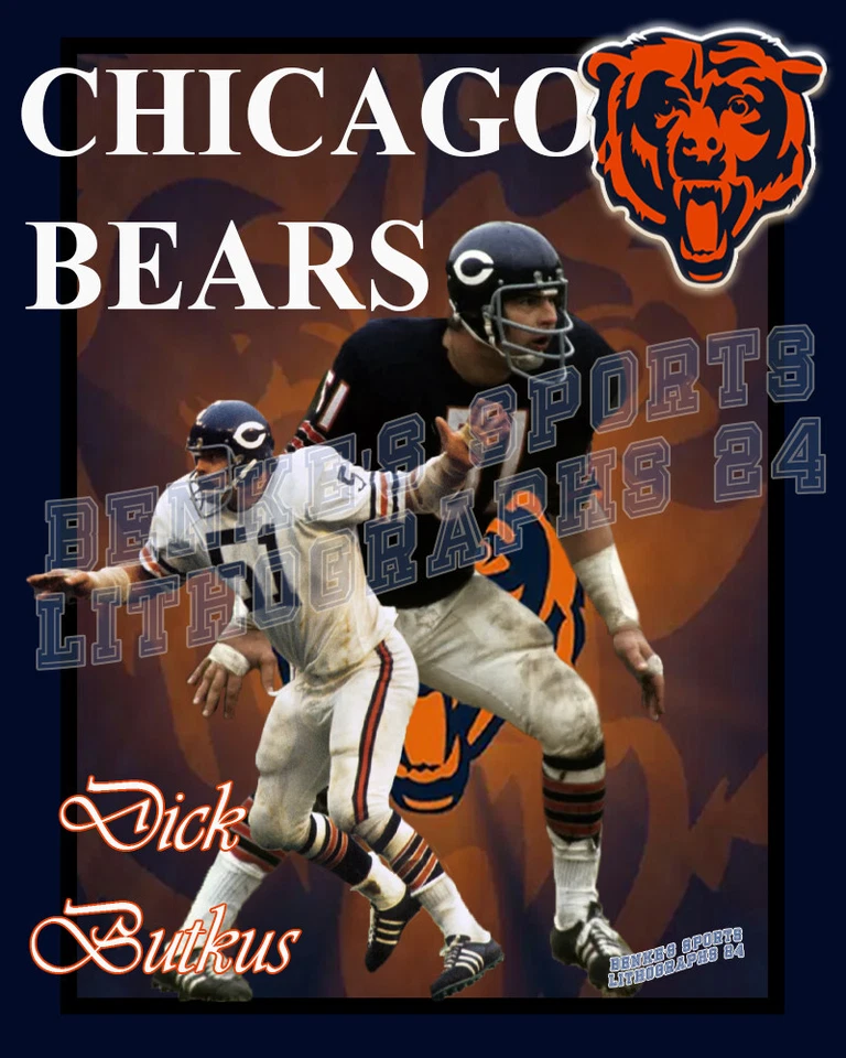Impresión litográfica de los osos de Chicago de Dick Butkus 2024 Foto 1 de 1