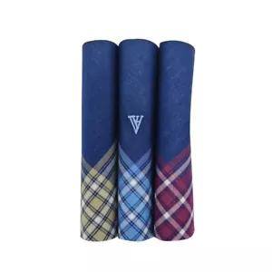Van Heusen Men's Cotton Dark Handkerchief with Brand Logo (Pack of 3) Maroon, Be - Picture 1 of 5