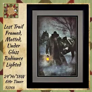 Horse Western LOST TRAIL FRAMED, MATTED LIGHTED LED Picture - Picture 1 of 1
