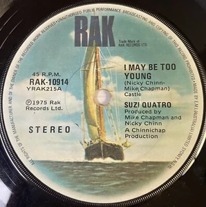 Suzi Quatro I May Be Too Young Vinyl Record 7” 45 RPM RAK-10914 RAK 1975 - Picture 1 of 24