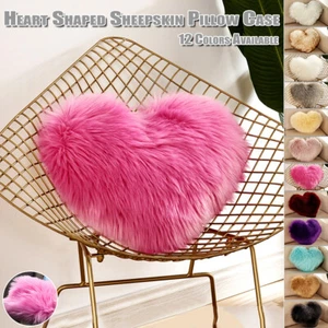 Teddy Heart Fleece Shape Fluffy Filled Super Soft Cushion Home Decor 40cm* 50cm - Picture 1 of 27