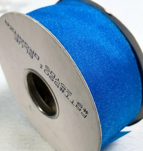 Cinta de tela de organza azul rollo de 25 yardas 1 3/8 ancho vintage WFR 5901 - Imagen 1 de 6