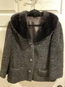 Vintage '50's Persian Lamb Curly Wool Swing Coat Women’s Sz S - Picture 1 of 12