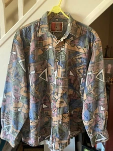 Sz L Large In Design Concept Vintage Geometrical Print Long Sleeve Shirt - Picture 1 of 5