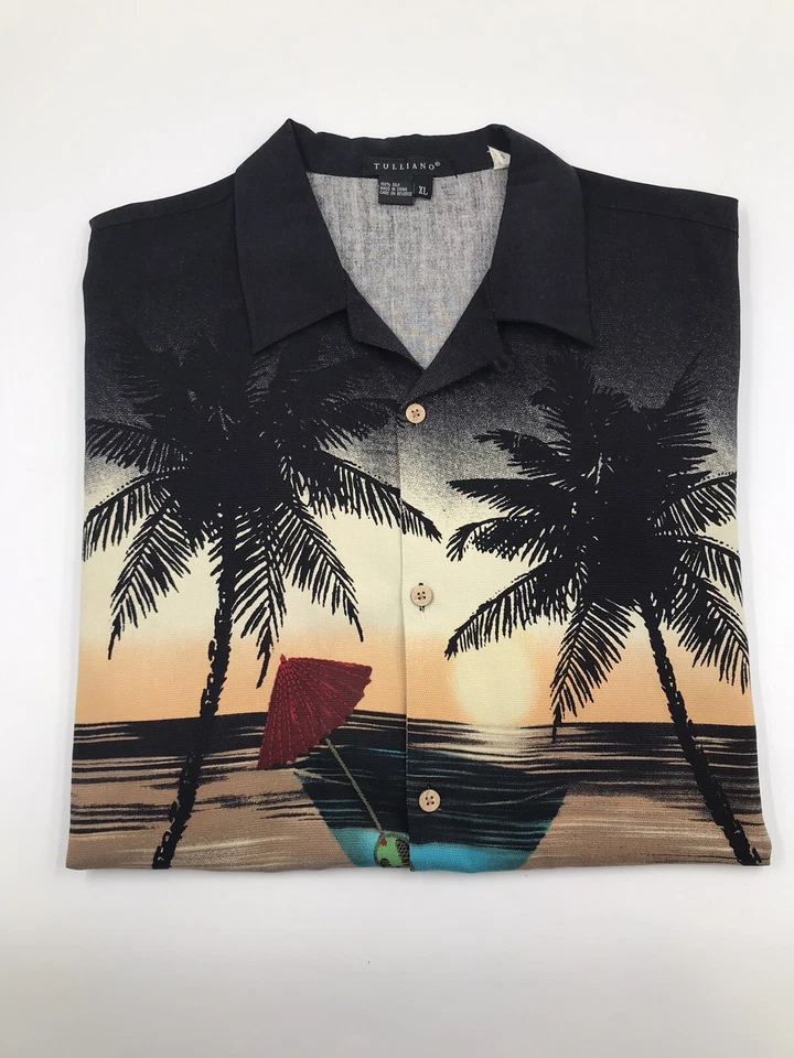 Camisa de Playa Hawaiana Tulliano Slik De Colección Talla XL - Martini Sunset Ocean  Foto 1 de 4
