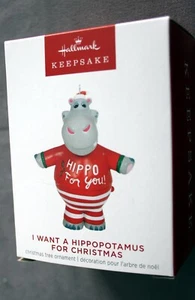 2023 I WANT A HIPPOPOTAMUS FOR CHRISTMAS MAGIC SOUND HALLMARK KEEPSAKE ORNAMENT - Picture 1 of 4