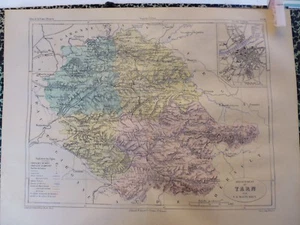 Carte géographique couleur 19°:TARN avec plan d'ALBI - Picture 1 of 1