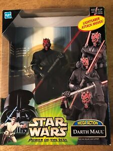 STAR WARS Darth Maul Mega Action Power of the Jedi Lightsaber Attack Moves NEW 