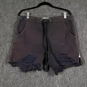 One Teaspoon High Waisted Womens Small Shorts Black Denim Distressed Casual - Picture 1 of 13
