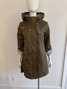 Celsius Jacket Womens Size M Green Full Zip Hooded Parka Coat Raincoat Olive - Picture 1 of 19