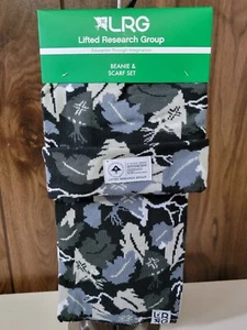 LRG Lifted Research Group Beanie Mütze und Schal Set Grau Camouflage - Bild 1 von 5