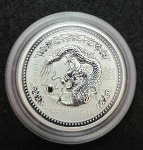 2000 Australia Lunar Year of the Dragon 2 oz .999 Fine Silver Coin Australian - Picture 1 of 2