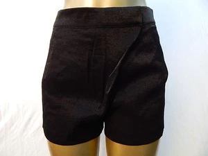 BEBE MAGGIE ASYMMETRICAL FRONT BLACK SHORTS (NWT $98.00 / SZ US 6) - Picture 1 of 5