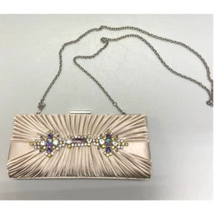 NWOT Unbranded Clutch Evening Bag Beautifully Embellished Pink Champagne Color - Picture 1 of 9