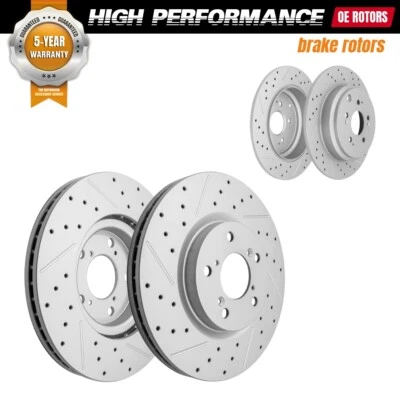 For Honda Odyssey 2011 2012 2013 2014 Front Rear Drilled Disc Brake Rotors Kit - Image 1 of 4