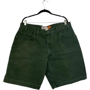 Levi's Denim Short Mens Size W38 9” Green Flat Front 5 Pockets Loose Fit Cotton - Picture 1 of 7