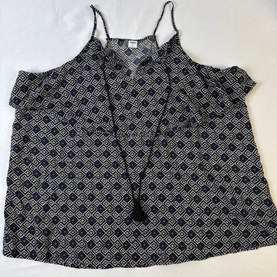 Old Navy Women's Large Tiered Tank Tassel Tribal Geometric Print Ruffle Boho - Image 1 of 4