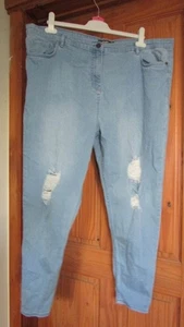 ladies blue denim slashed skinny jeans from Studio size 22 - Picture 1 of 2