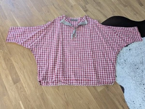 Byloom & Hyde Leinen Tunika Bluse Hemd Einheitsgröße Rot Vichy Kariert Karo - Bild 1 von 8