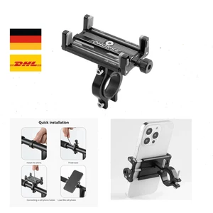 360° Handyhalterung Fahrrad | Motorrad aus Aluminium Halter Stoßfest Schwarz - Bild 1 von 8