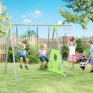 AIYAPLAY 3 in 1 Schaukelgestell Outdoor Schaukelgerüst mit Metallgestell - Bild 1 von 10