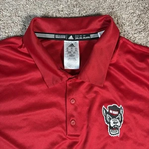 Adidas NC State Wolfpack Shirt Mens 2XL Red Short Sleeve Golf Polo Aeroready - Picture 1 of 8